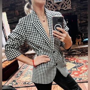 Michael Kors Black and White Plaid Jacket Sz 6